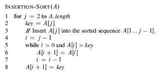 Insertion Sort 수도코드 (출처: CLRS)